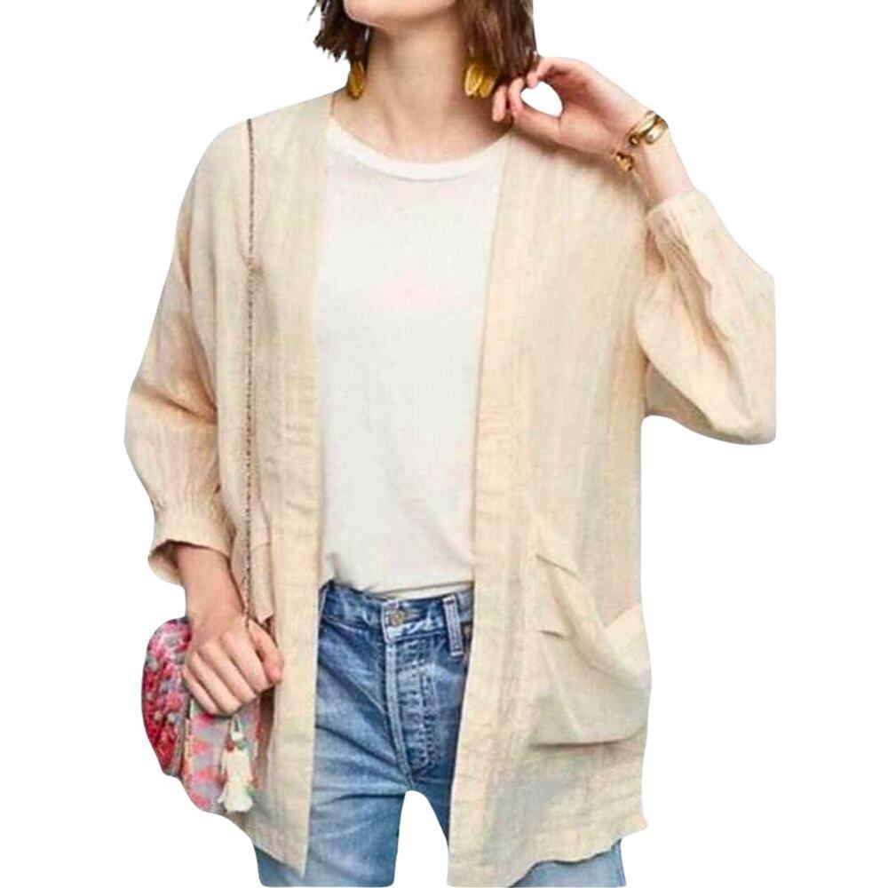 Anthropologie Hei Hei Cardigan‎ Womens XS Open Front Sheer Coquette Boho Shrug